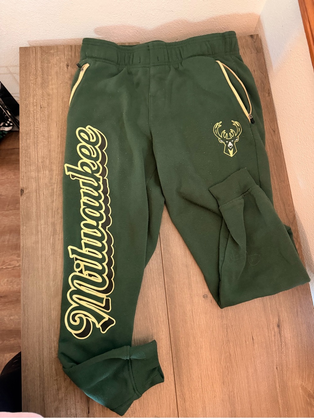 NBA Milwaukee Green & Yellow Kids Fleece Sweatpants